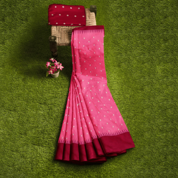 Pink and Maroon Color Gadwal Silk Saree