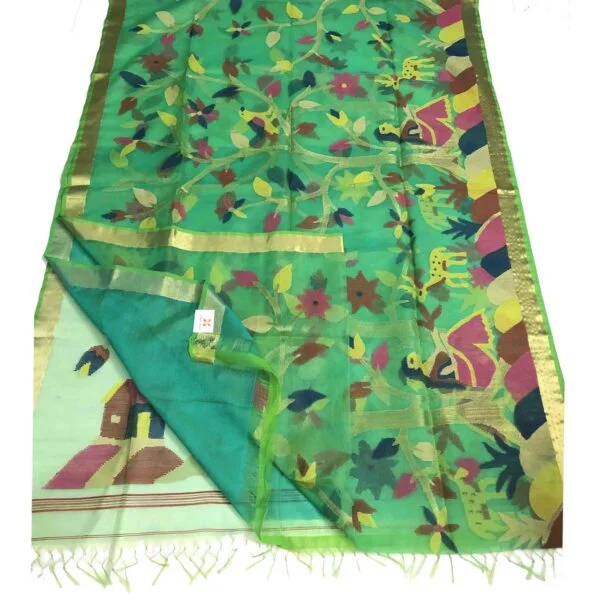 Green Colour Chanderi Silk Saree - Image 3