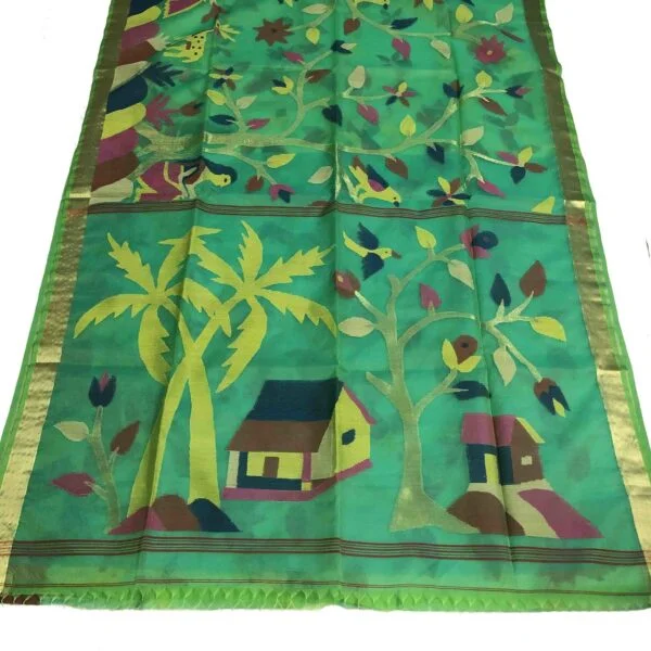 Green Colour Chanderi Silk Saree - Image 2
