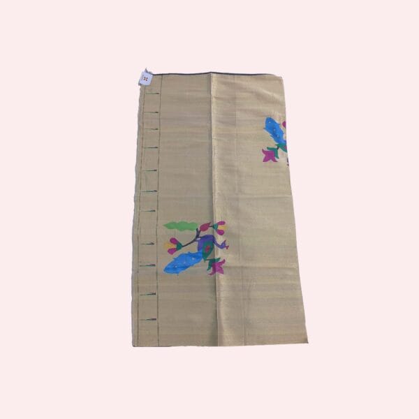 Grey Paithani Silk Blouse with Peacock Motifs