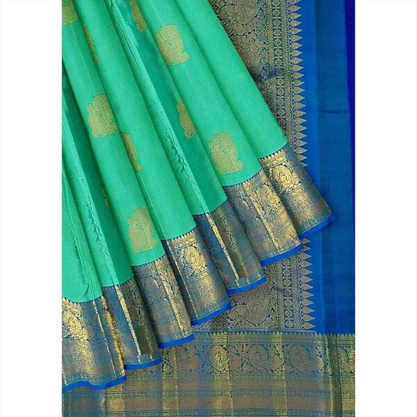 Aqua Color Kanjivaram Silk Saree