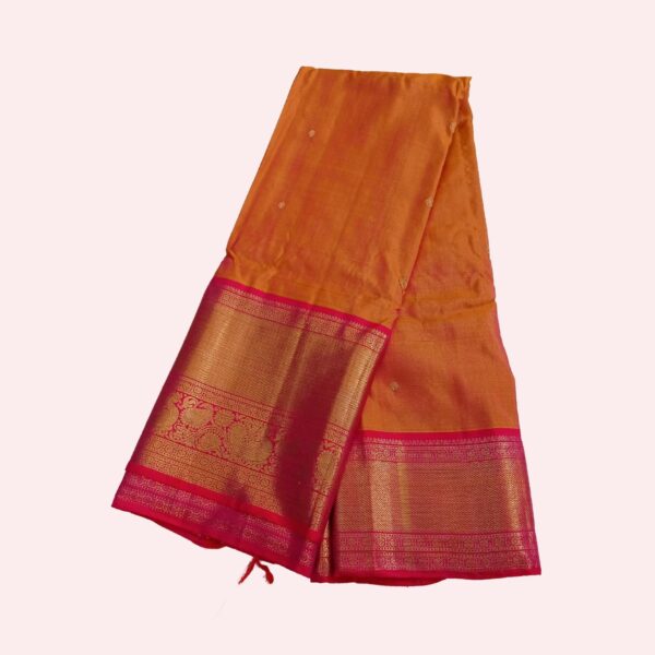 Orange Color Kanjivaram Silk Saree with Pink Border