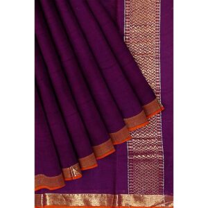 Purple Colour Zarikota Saree With Contrast Floral Woven Blouse