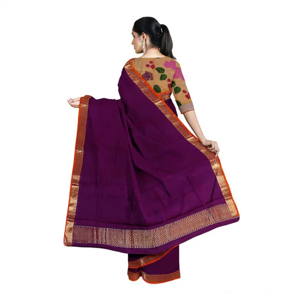 Purple Colour Zarikota Saree With Contrast Floral Woven Blouse