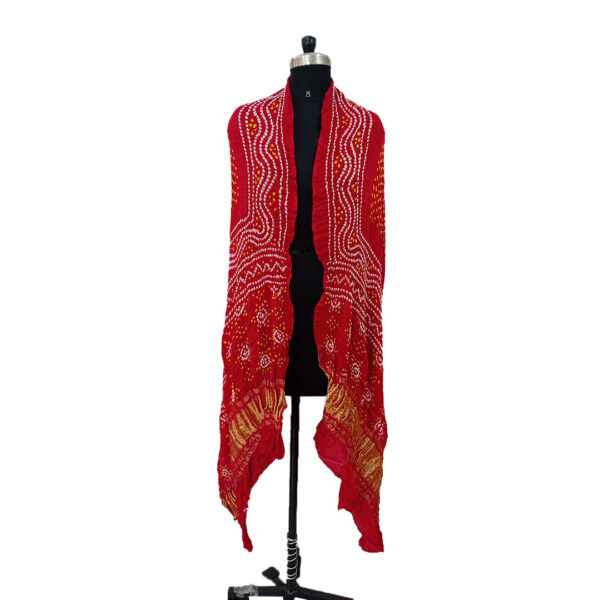 Red Color Bandhini Dupatta In Gajji Silk