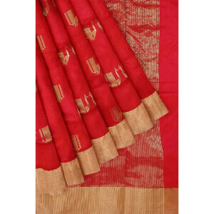 Red Colour All Over Chanderi Silk Saree
