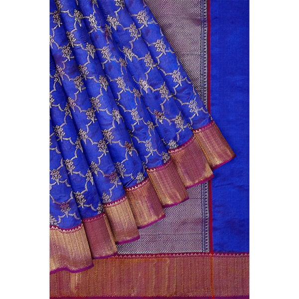Blue Color Chanderi Silk Saree With All Over Booti Design