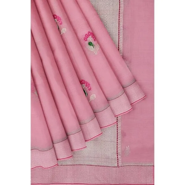 Pink Colour Zarikota Saree With Floral Design