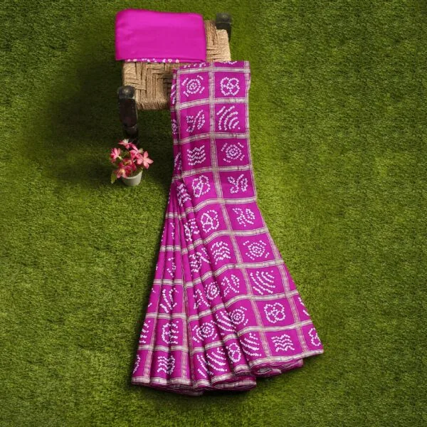 Pink Colour Gharchola Saree - Image 2