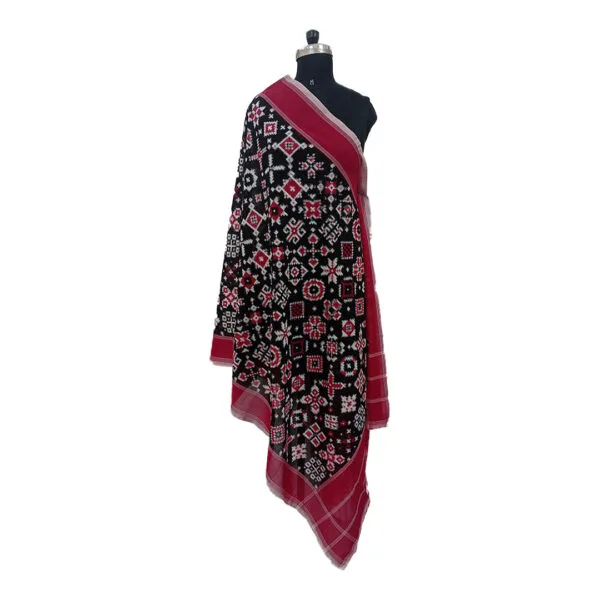 Black And Red Telia Rumal Dupatta With 36 Motifs