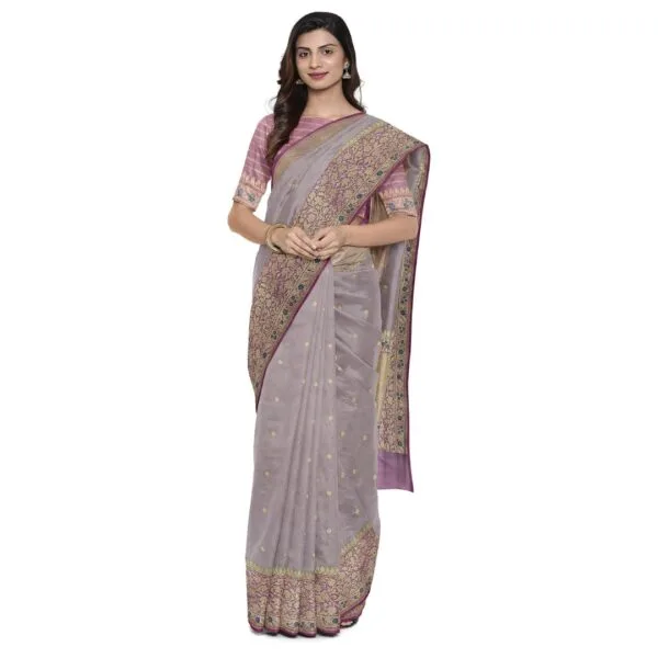 Onion Pink Colour Banarasi Saree With A Mix Of Tissue Silk - Image 4