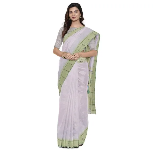 Light Pink Colour Single Muniya Paitini Cotton Saree With Parrot Design Pallu - Image 4
