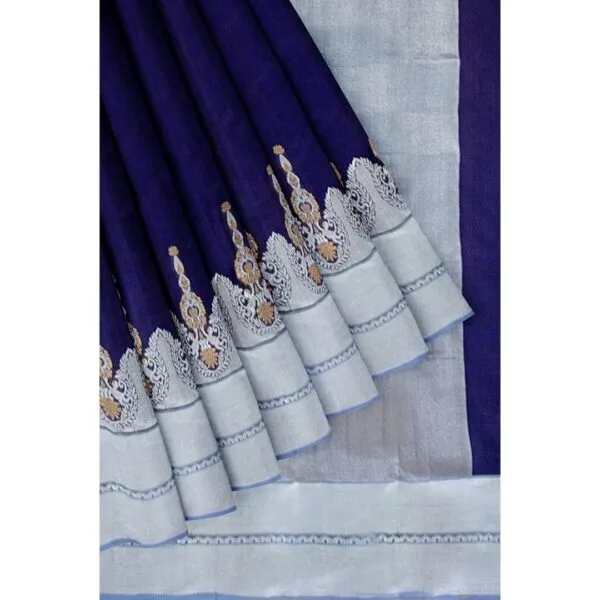 Dark Blue Colour Chanderi  Silk Saree