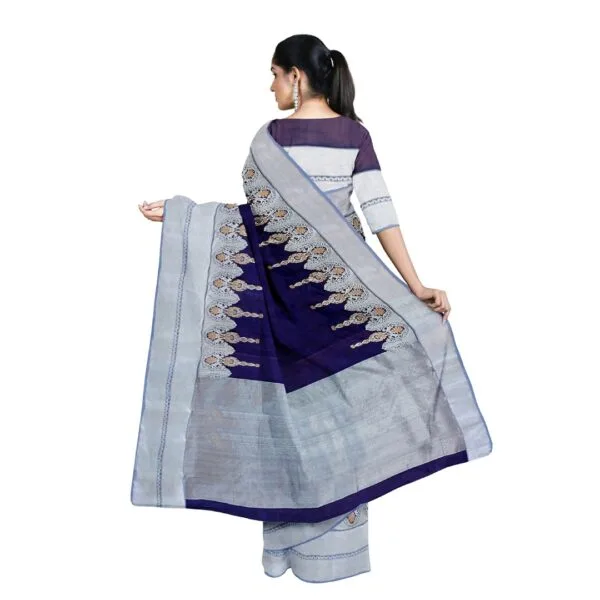 Dark Blue Colour Chanderi  Silk Saree - Image 3