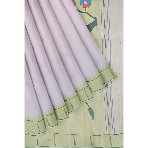 Light Pink Colour Single Muniya Paitini Cotton Saree With Parrot Design Pallu