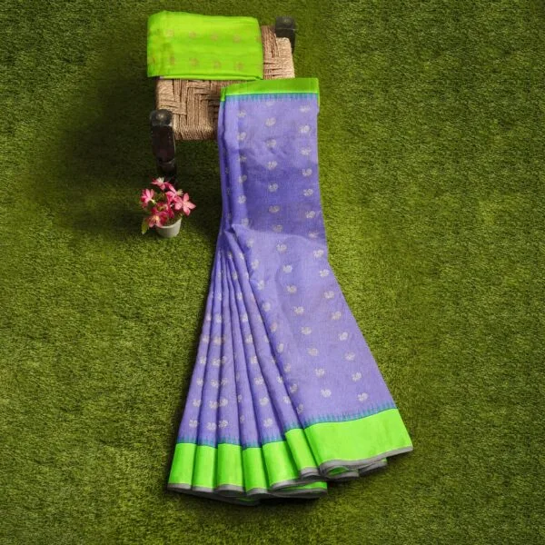 Lavender And Green Colour Gadwal Tissue Silk Saree - Image 2