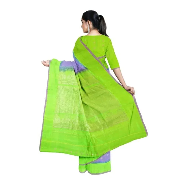 Lavender And Green Colour Gadwal Tissue Silk Saree - Image 3