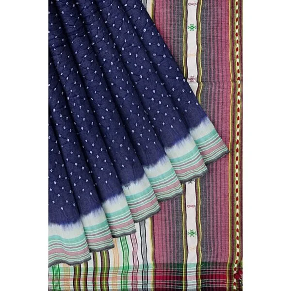 Blue Colour Bujodi Saree With Bandhini Design
