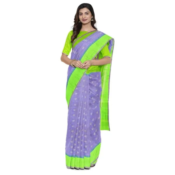 Lavender And Green Colour Gadwal Tissue Silk Saree - Image 4