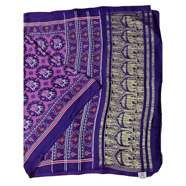 Purple colour gajji Pichwai silk saree with beautiful elephant motifs - Image 2