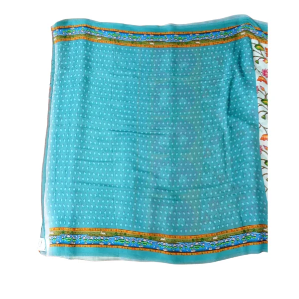 Hues of white colour gajji Pichwai silk saree with beautiful floral and cow design - Image 5