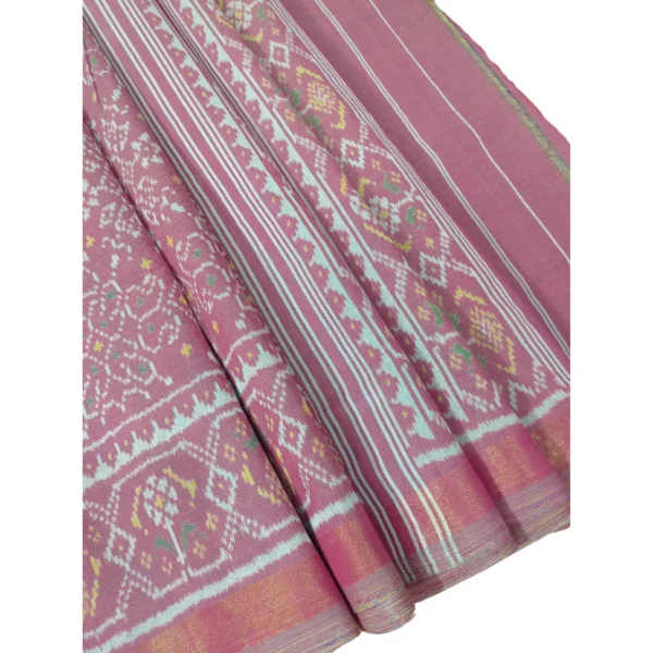 Onion pink colour patola cotton saree