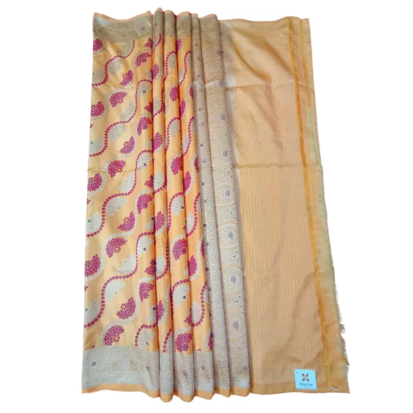 Orange colour banarasi silk saree - Image 4
