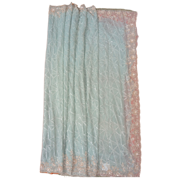 Blue colour stone worked saree - Image 3