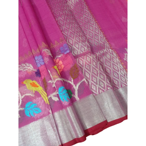Pink colour zarikota with beautiful floral design