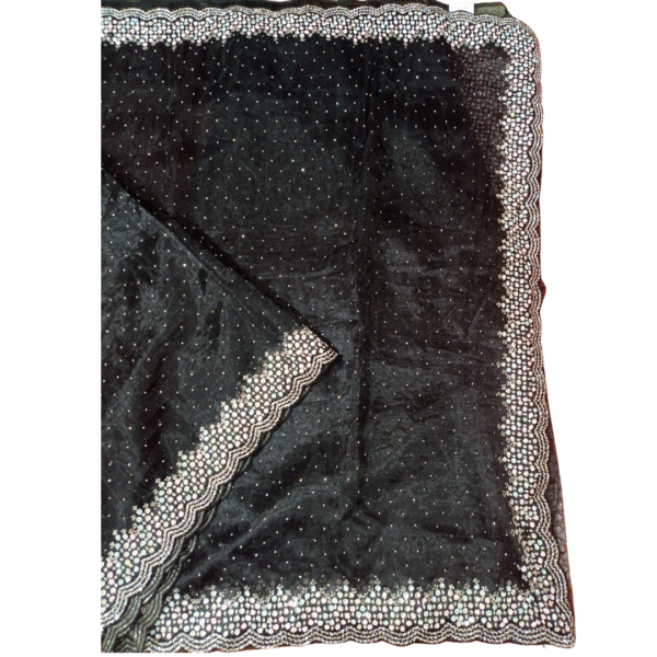Black colour organza saree with beautiful stone work design - Image 2