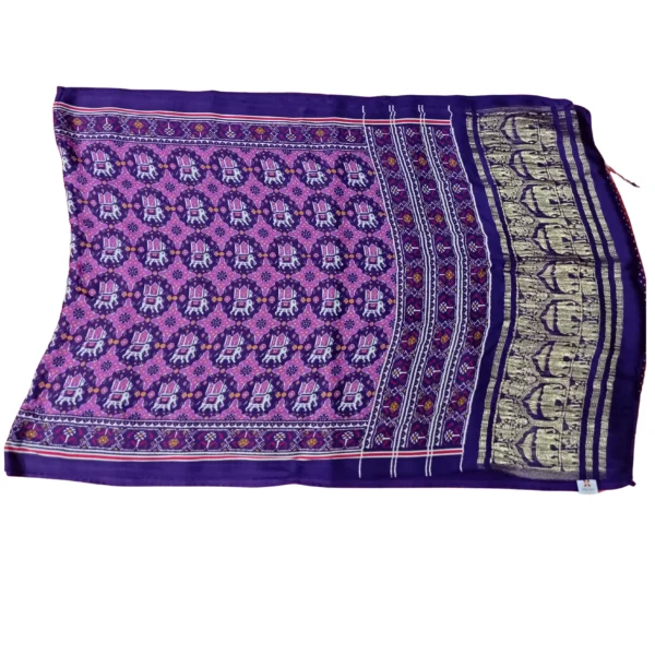 Purple colour gajji Pichwai silk saree with beautiful elephant motifs - Image 3