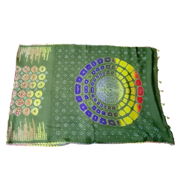 Green colour Bandhini gajji silk saree - Image 3