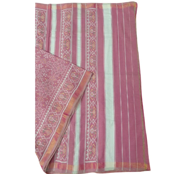 Onion pink colour patola cotton saree - Image 4