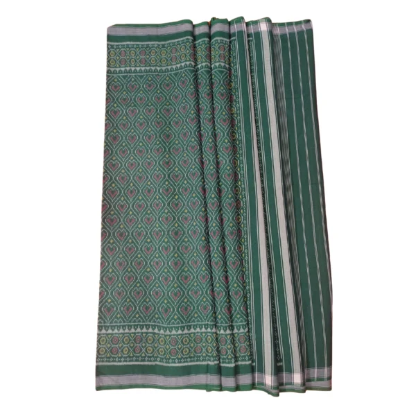 Green colour patola cotton saree - Image 4