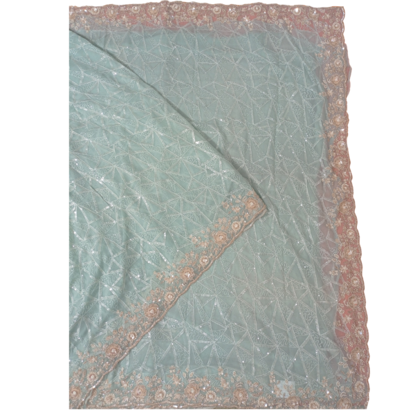 Blue colour stone worked saree - Image 2