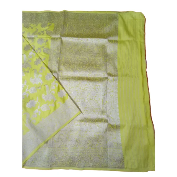 Chrome yellow colour banarasi silk saree - Image 2