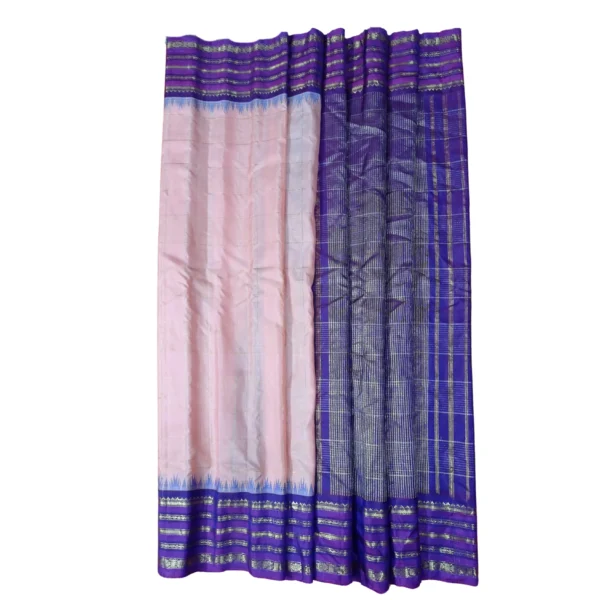 Peach and purple colour Gadwal pattu silk saree - Image 4