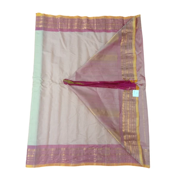 Beige and hues of pink colour gadwal sico silk saree - Image 2