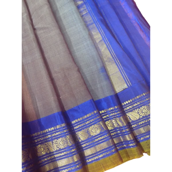 Hues of grey and blue colour gadwal sico saree