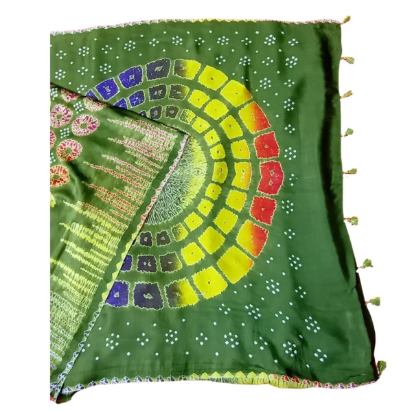 Green colour Bandhini gajji silk saree - Image 2