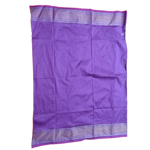 Lavendar and purple colour double ikkat silk saree with beautiful parrot design - Image 5