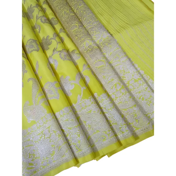 Chrome yellow colour banarasi silk saree
