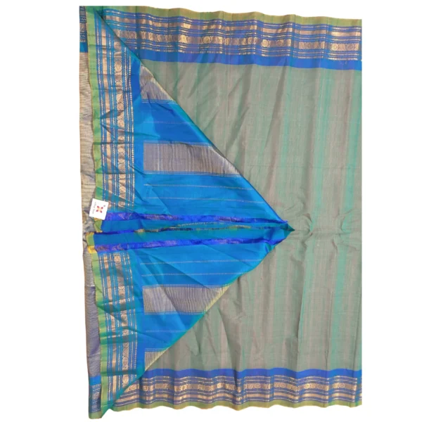 Green and blue colour gadwal sico saree - Image 2