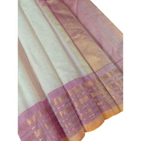 Beige and hues of pink colour gadwal sico silk saree
