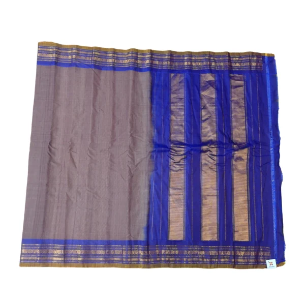 Hues of grey and blue colour gadwal sico saree - Image 3