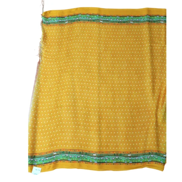 Yellow and off white colour gajji Pichwai silk saree with beautiful floral and cow design - Image 5