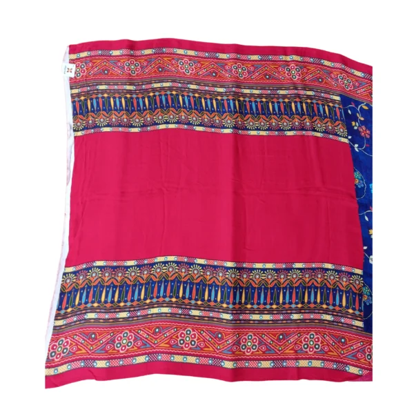 Red and blue gajji Pichwai silk saree with beautiful floral and elephant design - Image 5