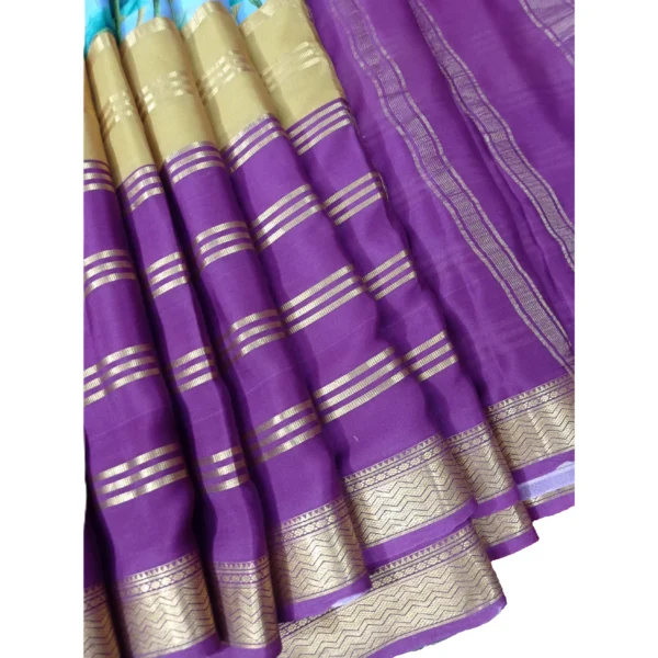 Multi colour Hand painted Mysore silk saree with beautiful floral design