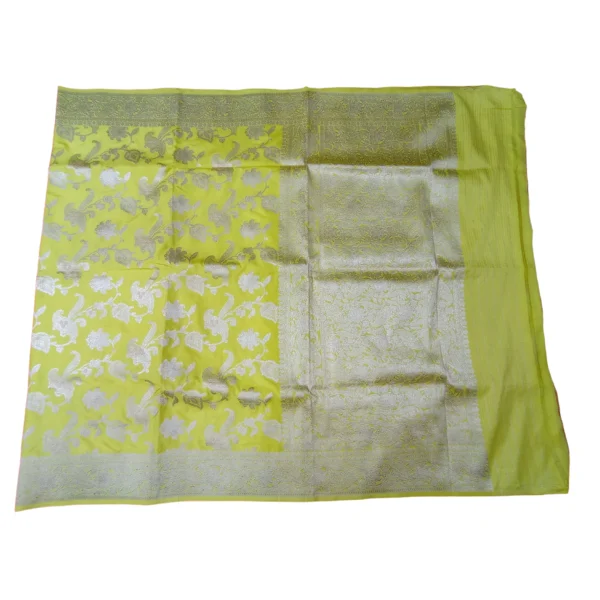 Chrome yellow colour banarasi silk saree - Image 3