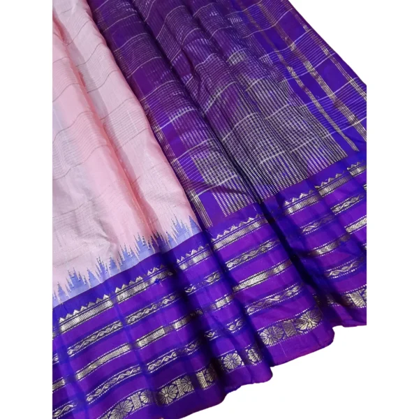 Peach and purple colour Gadwal pattu silk saree